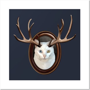 White Catalope Portrait in Wooden Frame Posters and Art